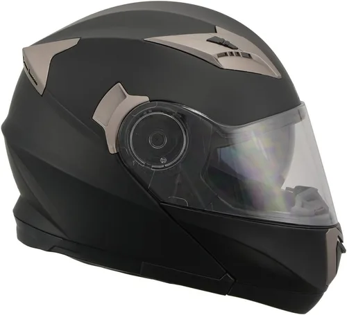 Vista 6 de Milwaukee Performance Helmets MPH9804DOT Matte Black Modular Racing Helmet w/ Drop Down Visor