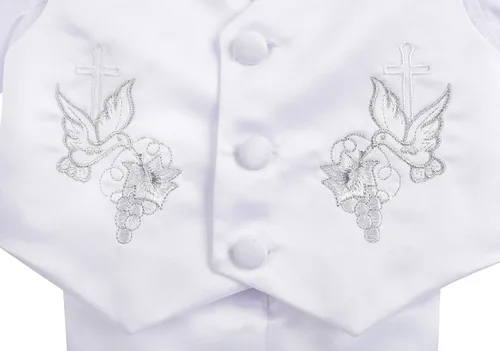 Vista 5 de Lito Angels Traje formal de bautismo para bebé niño con gorro de satén de 3 a 18 meses, 5 piezas Estilo C