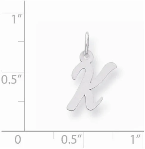 Vista 2 de Sólido de Plata de Ley 925 tamaño pequeño Script Inicial K Colgante