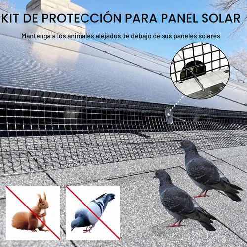 Vista 3 de Protección para Panel Solar, Rollo de 10 cm X 30 m de Malla Protectora para Panel Solar con Recubrimiento de PVC, Disuasorio de Palomas Negras