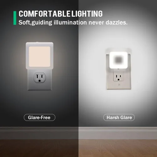 Vista 3 de VINTAR Paquete de 4 luces LED nocturnas, luces nocturnas enchufables a la pared con sensor inteligente de atardecer a amanecer, luces nocturnas