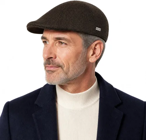 Vista 11 de TOP-EX Gorra plana de 55% lana de 6 paneles para cabezas más grandes espiguilla gris