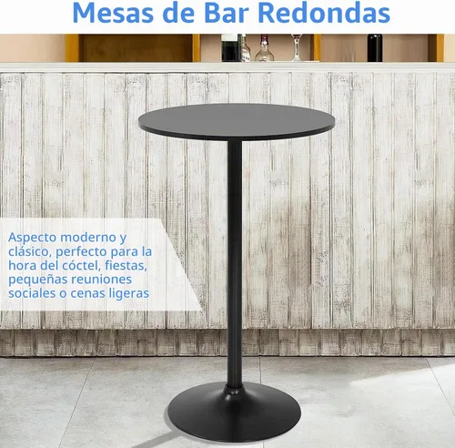 Vista 5 de FDW - Juego de 2 mesas de bar de pub de 40 pulgadas de altura, mesas de cóctel redondas de bistró para comedor de cocina en el hogar