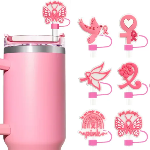 Vista 9 de 6 piezas de cubiertas de popote de béisbol para vasos Stanley – Lindas tapas reutilizables de silicona de 10 mm para vasos de 30 oz/40 oz con asa