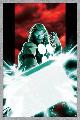 Vista 13 de Trends International Marvel Comics - Póster de pared de Thor - Mjolnir, 14.725 x 22.375 pulgadas, versión enmarcada de madera de granero