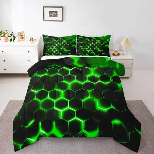 Vista 16 de Juego de ropa de cama rústica de granja color verde azulado con puerta de granero de madera, edredón de plumas tamaño Queen, decoración occidental
