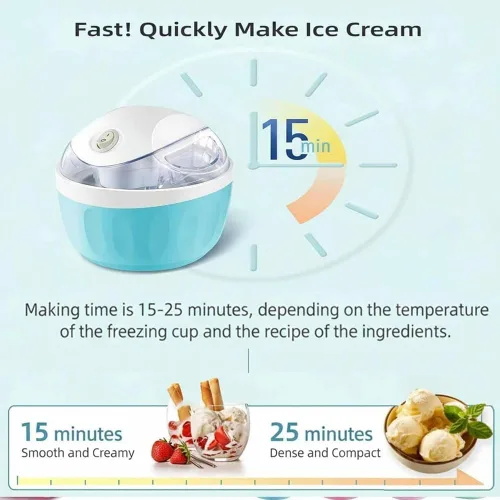 Vista 4 de Pequeña máquina de helados para el hogar, máquina de helados personal para yogur congelado casero, helado y sorbete, mini máquina de helados