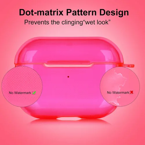 Vista 3 de AIRSPO Funda transparente para AirPods Pro, TPU suave, transparente, compatible con carga inalámbrica, rosa neón