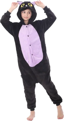 Vista 4 de WOYASIM Pijama de animal para niños, disfraz de una pieza, ropa de dormir, Halloween, Pascua, cosplay para niñas y niños