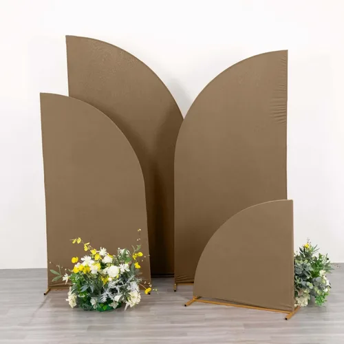 Vista 52 de Efavormart - Juego de 4 fundas de elastano beige para arco de media luna, fundas de telón de fondo Chiara de 2.5 pies a 7 pies para escenarios