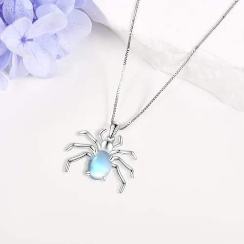 Vista 3 de Collar con colgante de plata de ley 925 con diseño de animales, diseño de galgos, araña, cuerno largo, cabra, oveja, regalo de joyería para mujer