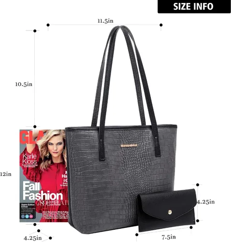 Vista 5 de Montana West Tote Bags Vegan Leather Purses and Handbags for Women Top Handle Ladies Shoulder Bags