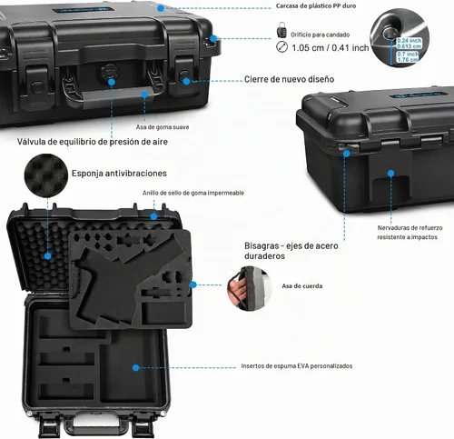 Vista 3 de Lekufee Estuche rígido impermeable de transporte para DJI RS 4 Mini, Combo, estabilizador de cardán, DJI Mic 3/2/Mic Mini y más accesorios