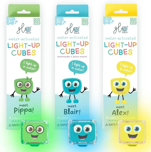 Vista 11 de Paquete de cubos luminosos activados por agua Glo Pals para juego sensorial – Paquete de 12 (Holly Jolly)