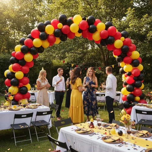Vista 7 de TNWBA Globos rojos, negros y amarillos, 120 globos de látex, decoración de cumpleaños, boda, baby shower, fiesta Rojo Negro Amarillo