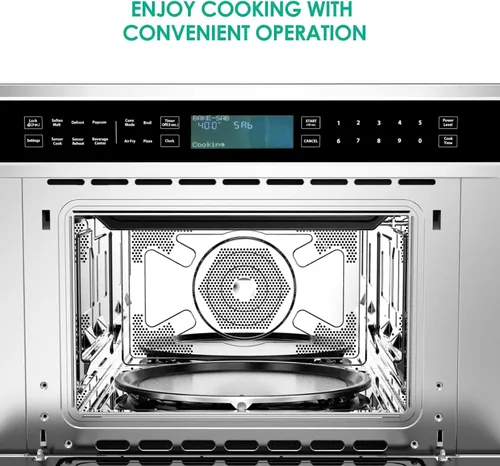 Vista 7 de GarveeHome Horno de convección de microondas de 30 pies, horno microondas integrado de 1.6 pies cúbicos con freidora de aire, puerta desplegable