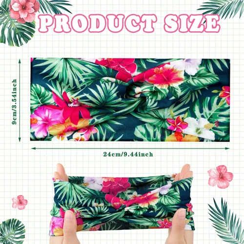 Vista 2 de Jutom 20 diademas para mujer, bohemias, playa, verano, hawaianas, anudadas, anchas, a granel, elásticas, tropicales, florales, vintage, envoltura