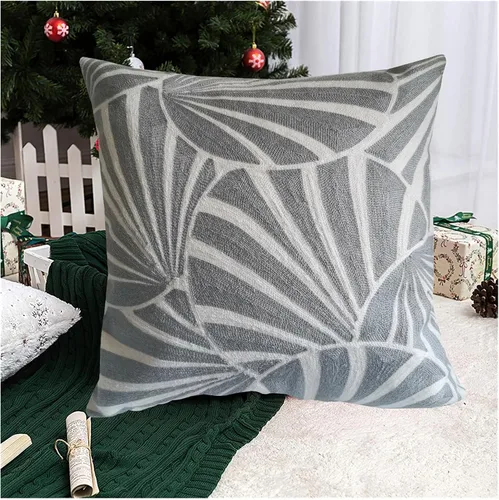 Vista 12 de Funda de almohada de algodón, diseño de bolero. Funda decorativa con diseño geométrico. En lona de algodón. Bordado, con costuras en cadena. 1pc