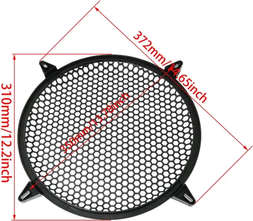 Vista 4 de RLECS Cubierta de malla de plástico SubWoofer de 12 pulgadas con 4 abrazaderas de parrilla y 4 tornillos, accesorios de video negros