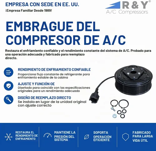 Vista 2 de RYC nuevo embrague automotriz del compresor del aire acondicionado EH892-01-CL