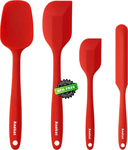 Vista 12 de Anaeat Juego de 4 espátulas de silicona - Diseño sin costuras de una sola pieza - Espátulas de goma antiadherentes para rallador de cocina