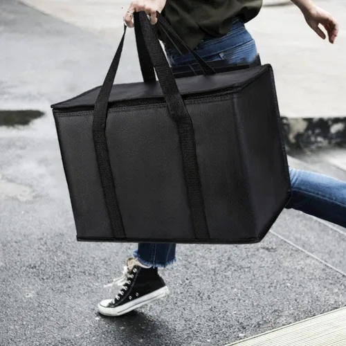 Vista 24 de Paquete de 2 bolsas aisladas reutilizables para comestibles, bolsas enfriadoras plegables para comestibles, bolsa aislante grande de alta Adorable