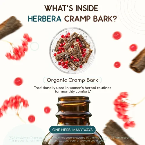 Vista 4 de HerbEra USDA - Tintura de extracto líquido orgánico de corteza de calambre sin alcohol, apoyo muscular y calmante, corteza seca de Viburnum opulus