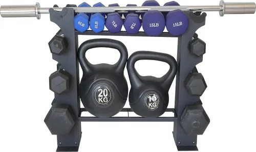 Vista 8 de Estante para mancuernas, estante de almacenamiento para mancuernas, organizador de pesas RacK, organizador de gimnasio en casa