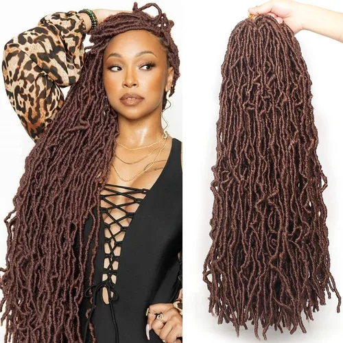 Vista 29 de Leeven Nuevas Trenzas de Ganchillo de Cabello con Locs Falsos Suaves de 24 Pulgadas de Largo Locs de Diosa Desgastados 6 Paquetes Negro Natural