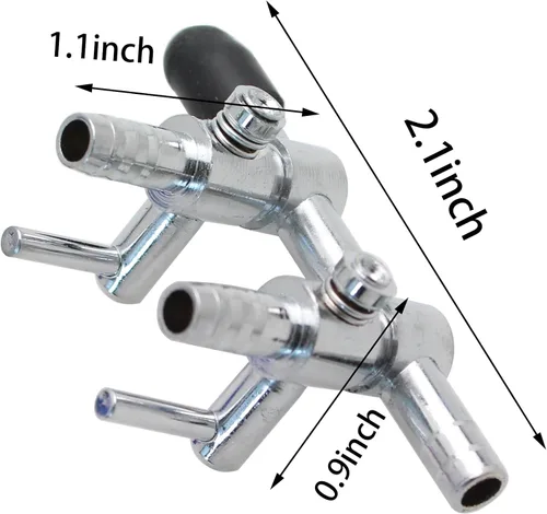Vista 5 de TAODAN Válvula de control de línea de aire de 2 vías para acuario de 2 vías, divisor de aire de acero inoxidable, divisor de flujo de aire, válvula