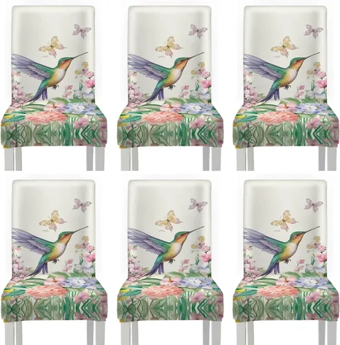 Vista 45 de Rnyleeg Juego de 1 fundas de asiento de comedor con estampado de flores azules para sillas de comedor, fundas protectoras suaves y lavables