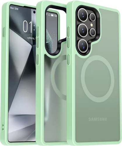 Vista 50 de Oterkin Funda magnética para Samsung Galaxy A17 mate, funda de teléfono A17 compatible con MagSafe esmerilada, translúcida, a prueba de golpes Negro