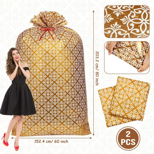 Vista 2 de Teling 2 piezas de 80 x 60 pulgadas Bolsas de regalo para bicicleta jumbo Bolsas de plástico gigantes extra grandes para bicicletas Bodas Cumpleaños