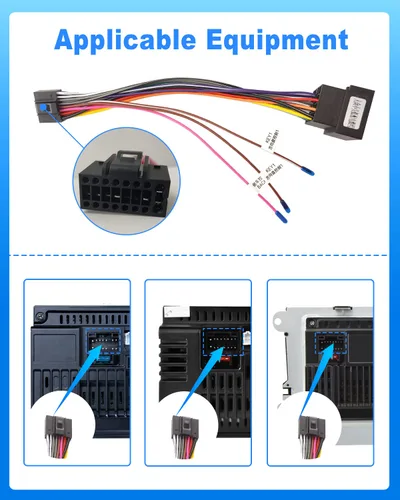 Vista 4 de Hikity Arnés de cableado de 16 pines Adaptador ISO para radio de coche Android Universal ISO Estándar Conector de radio hembra con cables de control