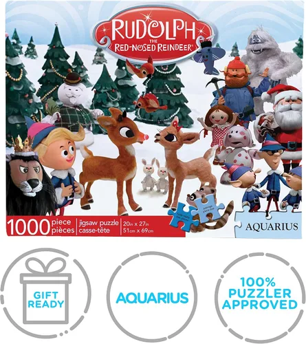 Vista 7 de AQUARIUS Rudolph 65283 - Rompecabezas de 1000 piezas con diseño de reno de nariz roja