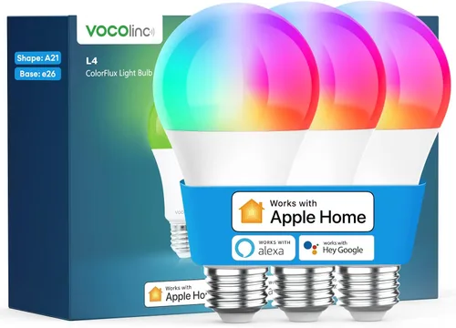 Vista 9 de VOCOlinc Bombilla inteligente funciona con Apple Homekit, Alexa, Google Home, bombillas inteligentes WiFi regulables, 850 lúmenes, bombilla LED