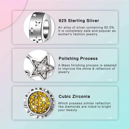 Vista 5 de Abalorio de plata de ley 925 para madre, hija, abuela, para familia, amor, madre, hija, abuela, para pulseras, collares, dijes, abalorios, joyería