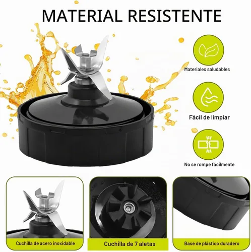 Vista 4 de Vasos de repuesto para licuadora de 24 onzas con tapa para Ninja, cuchilla extractora de 7 aletas compatible con Nutri Auto iQ BN401 BN751 BN801