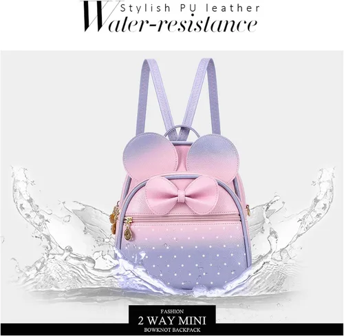 Vista 6 de KL928 - Mochila miniatura con diseño de lunares, linda, con nudo ojal, para mujeres y niñas, que se puede usar también como morral o bolso