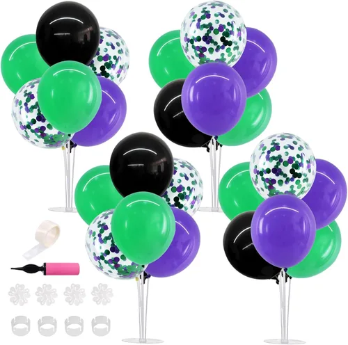 Vista 19 de TONIFUL Juego de 4 centros de mesa de globos de color negro, azul y Negro Azul Plata