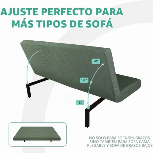 Vista 4 de YEMYHOM Funda para Futón Diseño Jacquard Más Reciente de Alta Elasticidad para Sofá Cama sin Brazos, Protector de Muebles Antideslizante con Parte