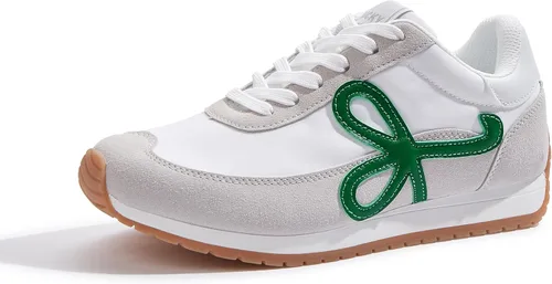 Vista 16 de LUCKY STEP - Zapatillas de moda para mujer, elegantes, de caña baja, clásicas, retro, casuales, cómodas, para correr y caminar Marrón oscuro