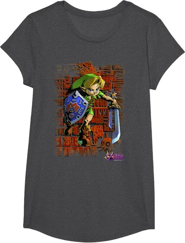 Vista 38 de Legend of Zelda Majoras Mask Link Action Retrato Camiseta Negro