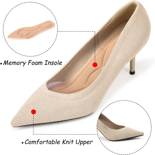Vista 8 de LYTIYO Zapatos de tacón bajo con punta puntiaguda para mujer