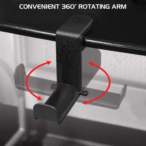 Vista 3 de ENHANCE Soporte para auriculares para juegos de PC, soporte para auriculares de escritorio con rotación ajustable de 360 grados, abrazadera de Negro
