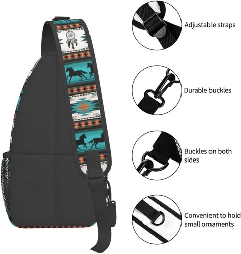 Vista 4 de SUCORONIS Bolso bandolera casual para mujeres y hombres, bolso de pecho cruzado, mochila ligera para viajes, senderismo, mochila, Estampado