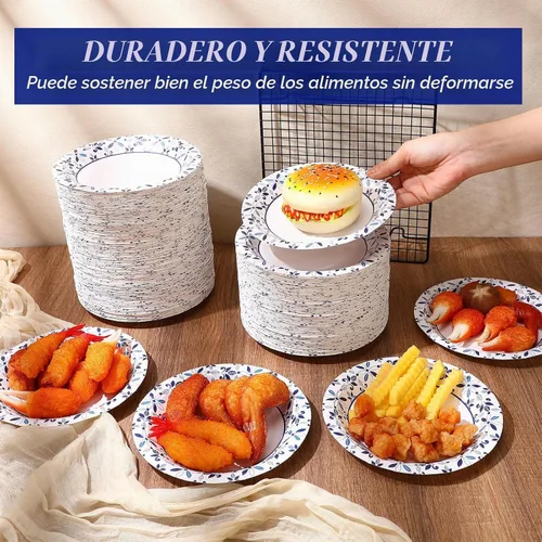 Vista 2 de FillTouch - Paquete de 400 platos de papel desechables de 7 pulgadas, hojas