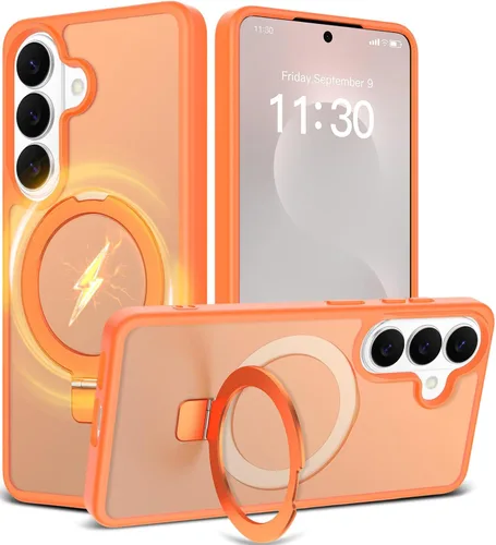 Vista 26 de Funda con soporte ultra magnético para iPhone 15 Pro [protección militar contra caídas] [compatible con MagSafe] a prueba de golpes, translúcida