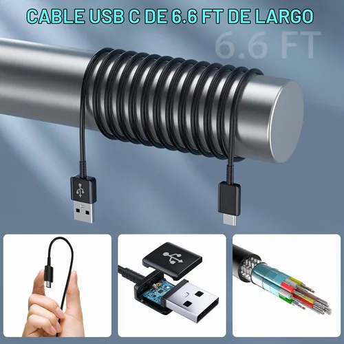 Vista 4 de Cable cargador tipo C para teléfono Android de carga rápida con cable USB C de 6.6 pies para Samsung Galaxy S10/S10e/S10+/S9/S9+/S8/S8+/S23/S22/S21