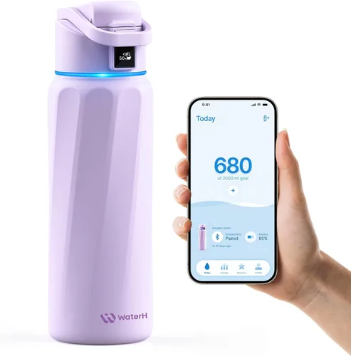 Vista 15 de BOOST - Botella de agua inteligente que te recuerda que debes beber, botella aislada al vacío de acero inoxidable sin BPA de 24 onzas, botella